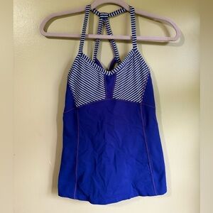 Athleta Blue and White Striped Halter Top